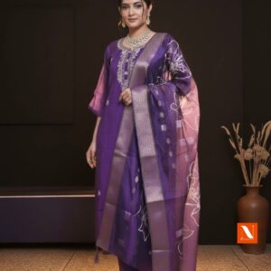 Regal Purple Embroidered Suit Set with Designer Dupatta